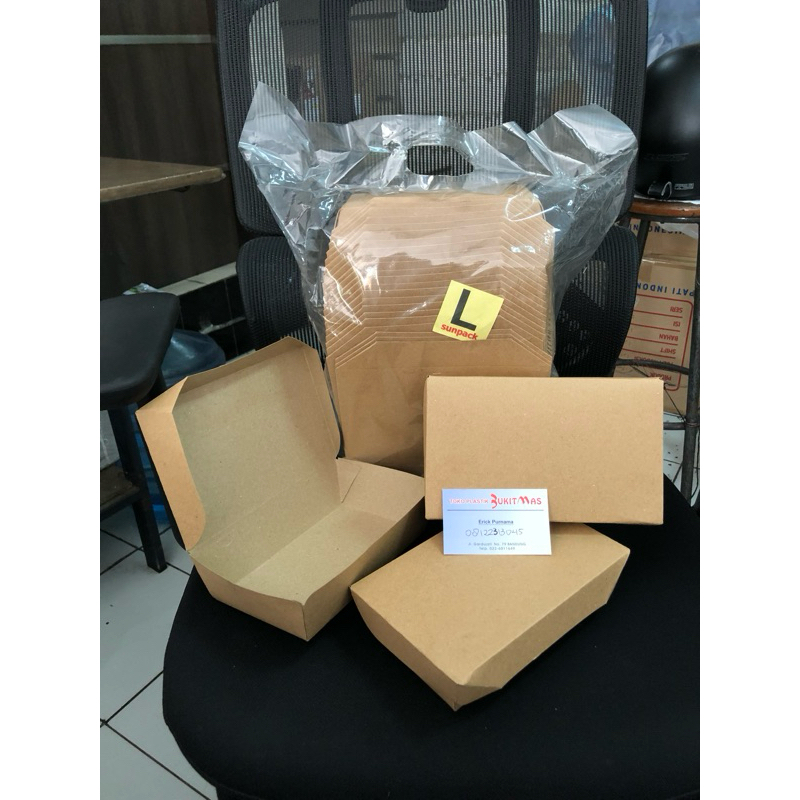 paper lunch box l kraft coklat paper lunch box L craft box nasi burger
