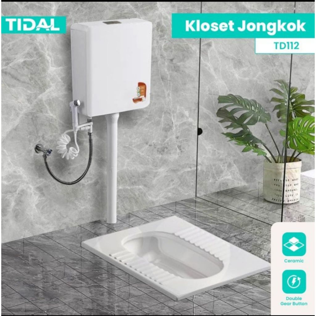 Piyugardening Kloset Jongkok Otomatis / Closet Jongkok Flush Komplit Set Putih / Kloset Jongkok