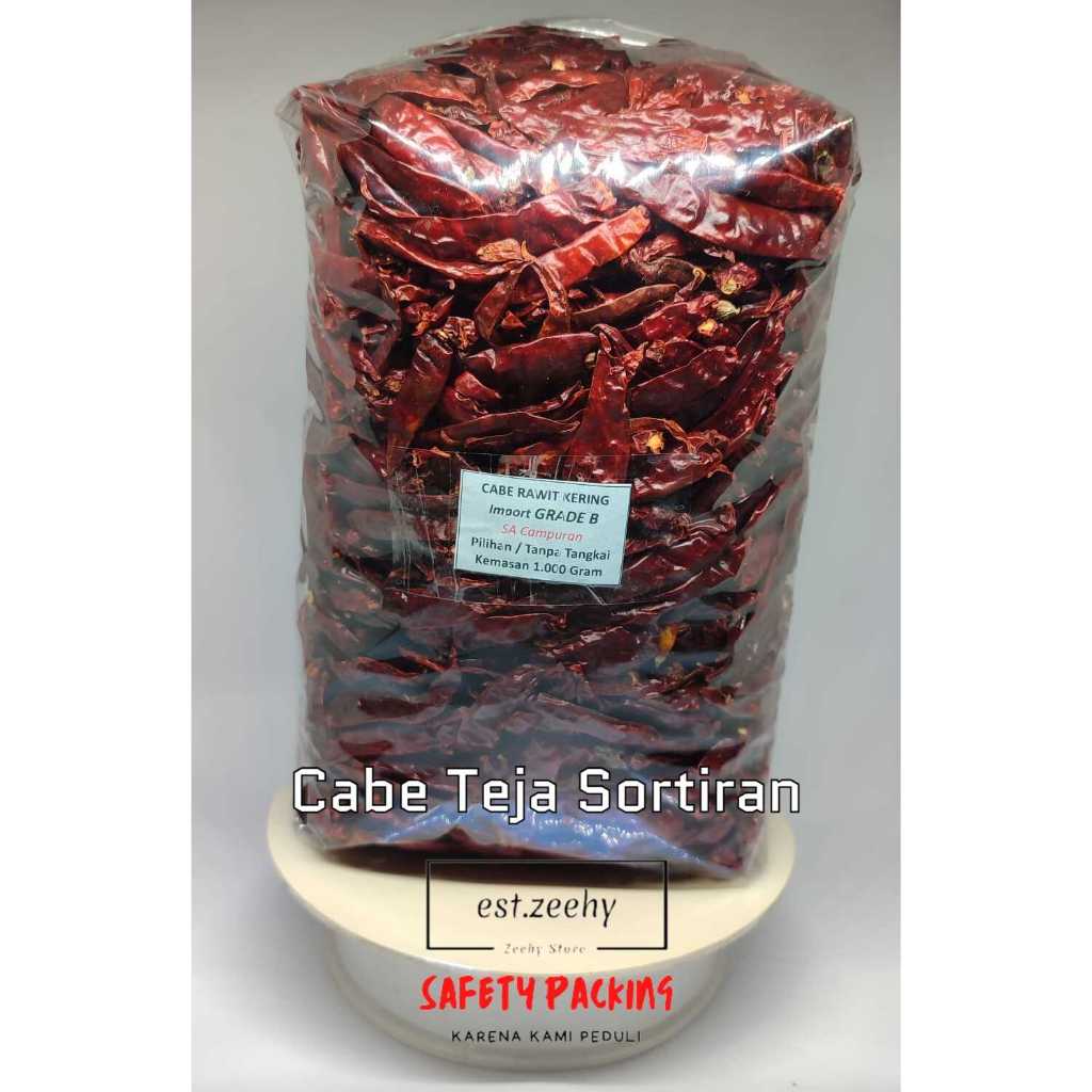 

CABE KERING RAWIT TEJA TANPA TANGKAI DAN UTUH GRADE B - KEMASAN 1 KG