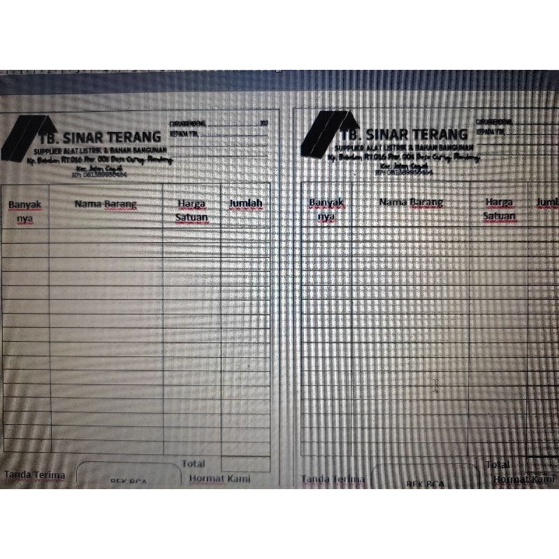 

Nota Custom NCR 1/4 Folio 2 Rangkap ( 40 Buku ) Isi 50 x 2