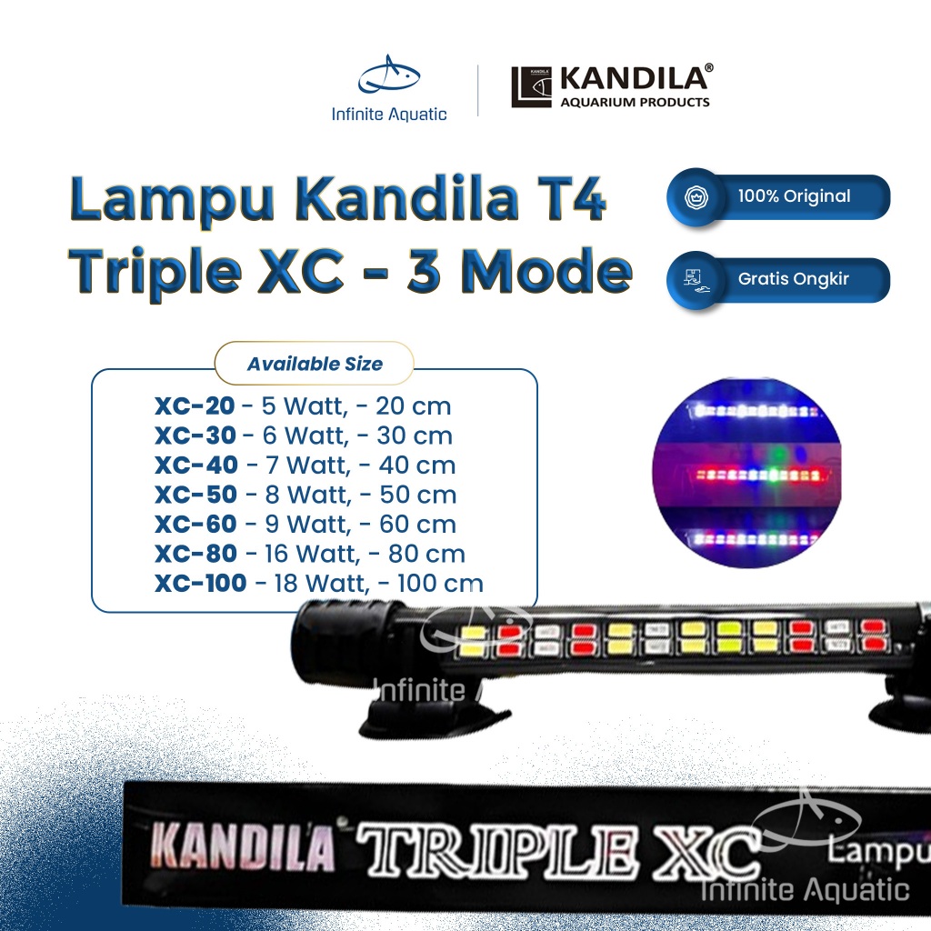 Lampu Aquarium T4 Kandila Triple XC LED 3 Mode XC Aquascape atau View