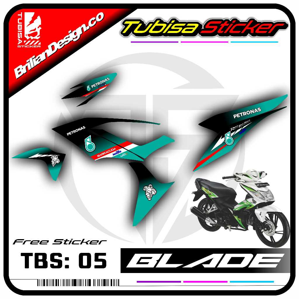 Sticker Striping Variasi Blade 110 - Stiker Striping Motor Blade 110 Desain Petronas. TBS.05