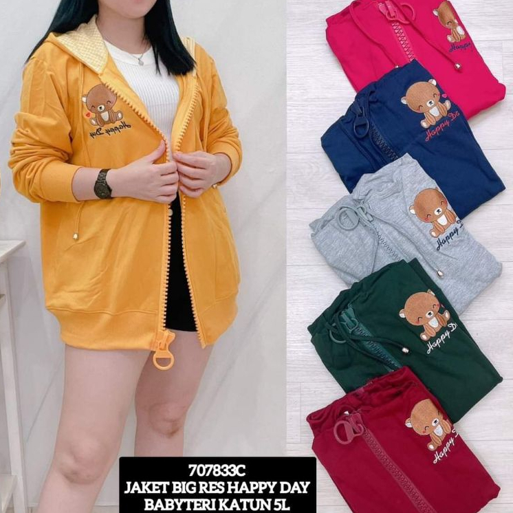 Jaket Bordir Hoodie Sleting Besar Wanita Jumbo // Jaket Zipper Sweater Wanita Import