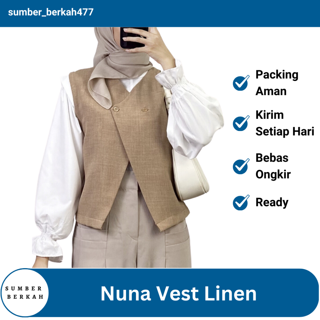 Nuna Vest Linen | Vest Wanita | Rompi Wanita