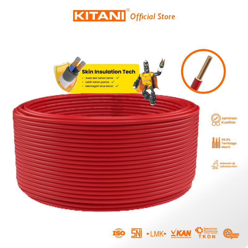 KITANI - NYA 10 mm² -  100 Meter -  Kabel Listrik Tembaga Kawat
