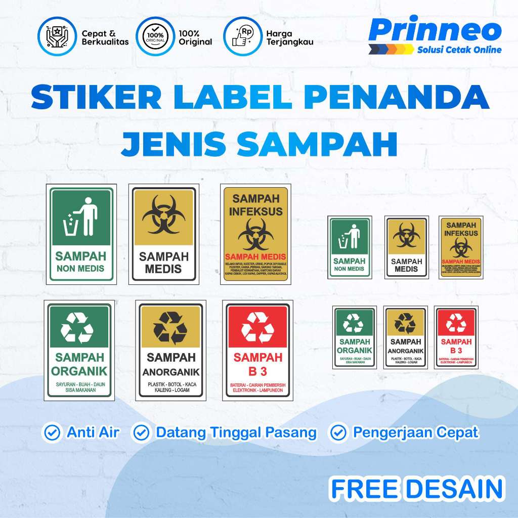 

STIKER LABEL PENANDA JENIS SAMPAH MEDIS DAN NON MEDIS, STIKER ANTI AIR