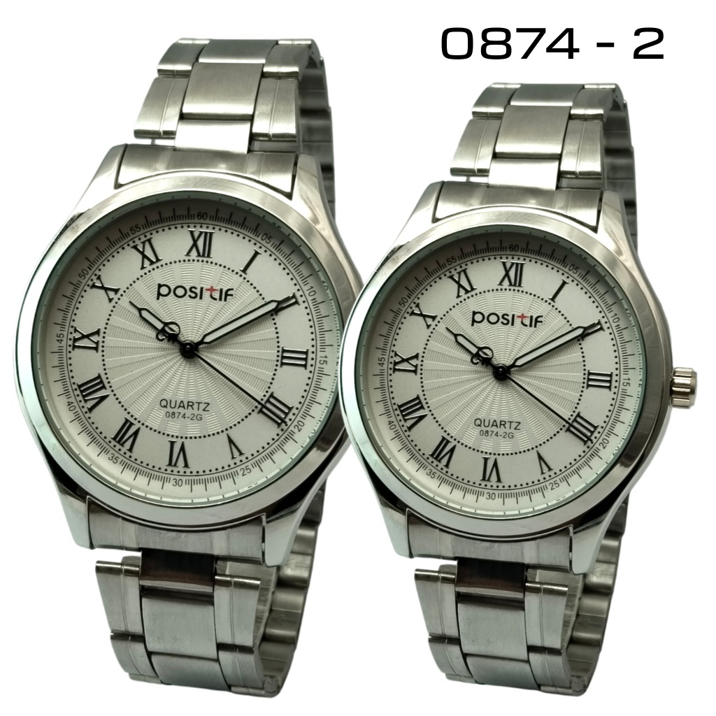 Positif Jam Tangan Rante Putih Couple Original 100% Mesin & Baterai Ori Jepang