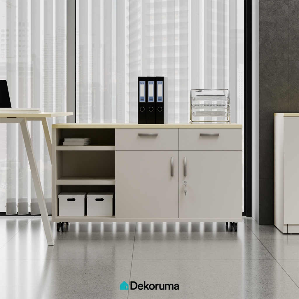 Dekoruma AION Kabinet Kantor Pendek dengan Roda / Lemari Arsip Pendek Particle Board / Rak Dokumen K