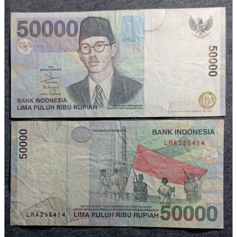 UANG KUNO 50000 WR. SUPRATMAN VF TEBAL