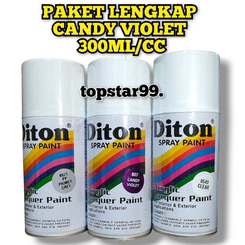 Pilok Pilox Cat Semprot Diton Paket Lengkap 3 kaleng Ungu Candy Violet 807 300cc