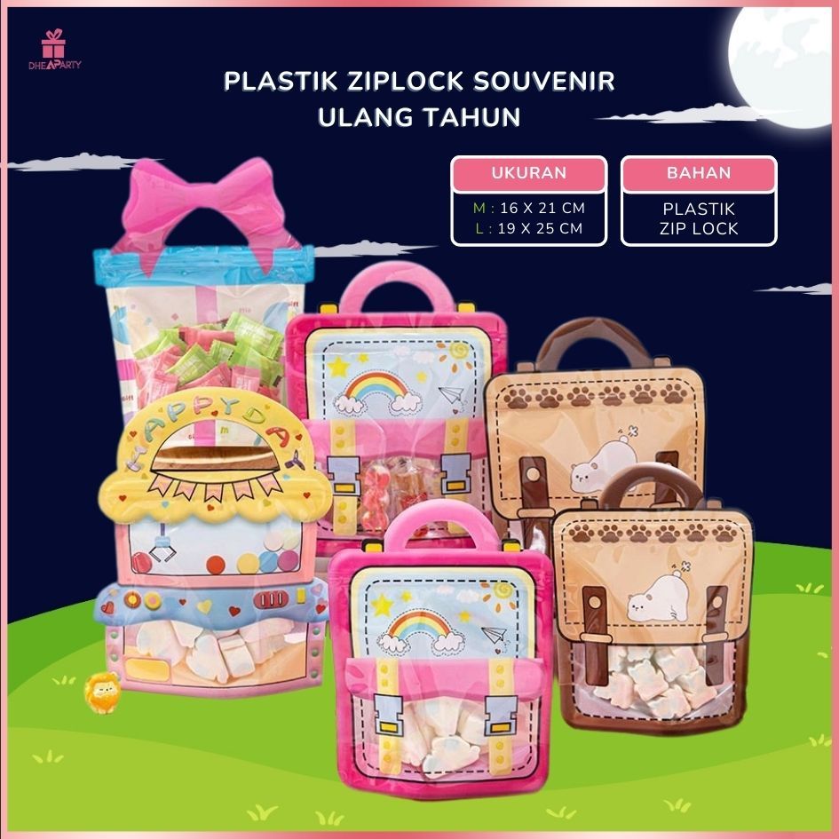 

DP Plastik Ziplock Ulang Tahun / Kantong Pouch Zip Goodiebag Plastik Karakter Tas Lucu / Tas Ziplock Hadiah atau Sovenir Ulang Tahun PP29