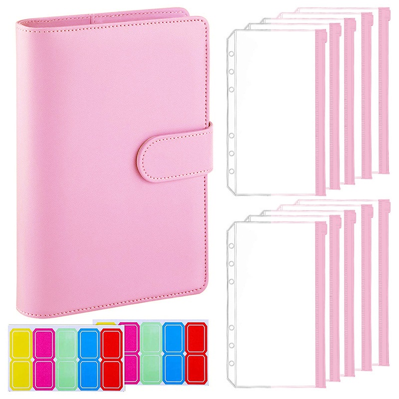 

A6 Budget Binder Set PU Leather Planner Notebook Zipper Folder Storage Cash Bills Envelope Money Organizer
