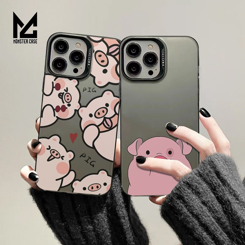 Case IMD Black Procamera Untuk Iphone 11 12 13 14 15 PROMAX 7 8 XR Motif Animal Babi Cute - Monsterc