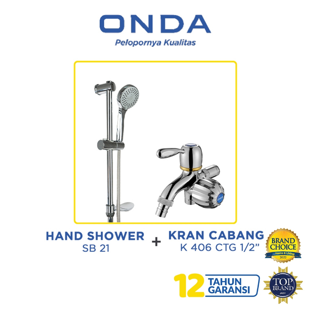 [PAKET LENGKAP] ONDA Shower Set SB 21 + Kran Cabang K 406 CTG 1/2"