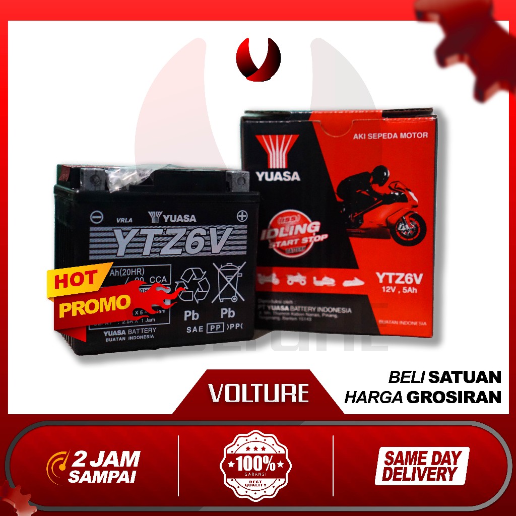 Aki motor kering Yuasa GTZ6V / YTZ6V 5ah 12v matic kopling bebek Honda New Sonic 150 R Honda CBR 150