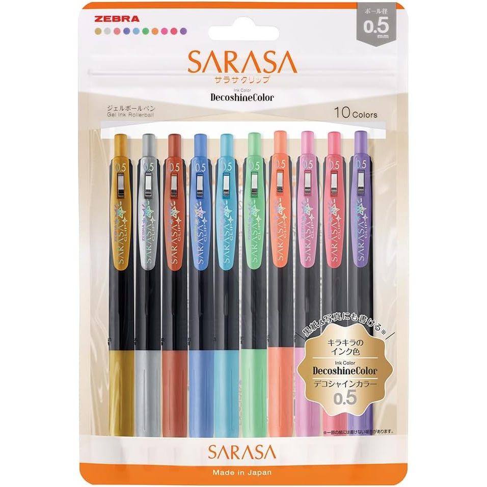 

Zebra Sarasa Deco Shine DecoShine Metallic Shiny 10 Colors Set Pulpen Gel Limited Edition