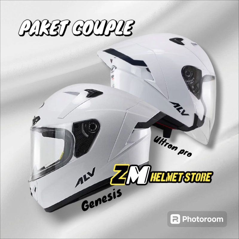 Helm Paket Couple ALV ULTRON PRO Solid Half face ALV GENESIS Solid Full face kekinian SNI