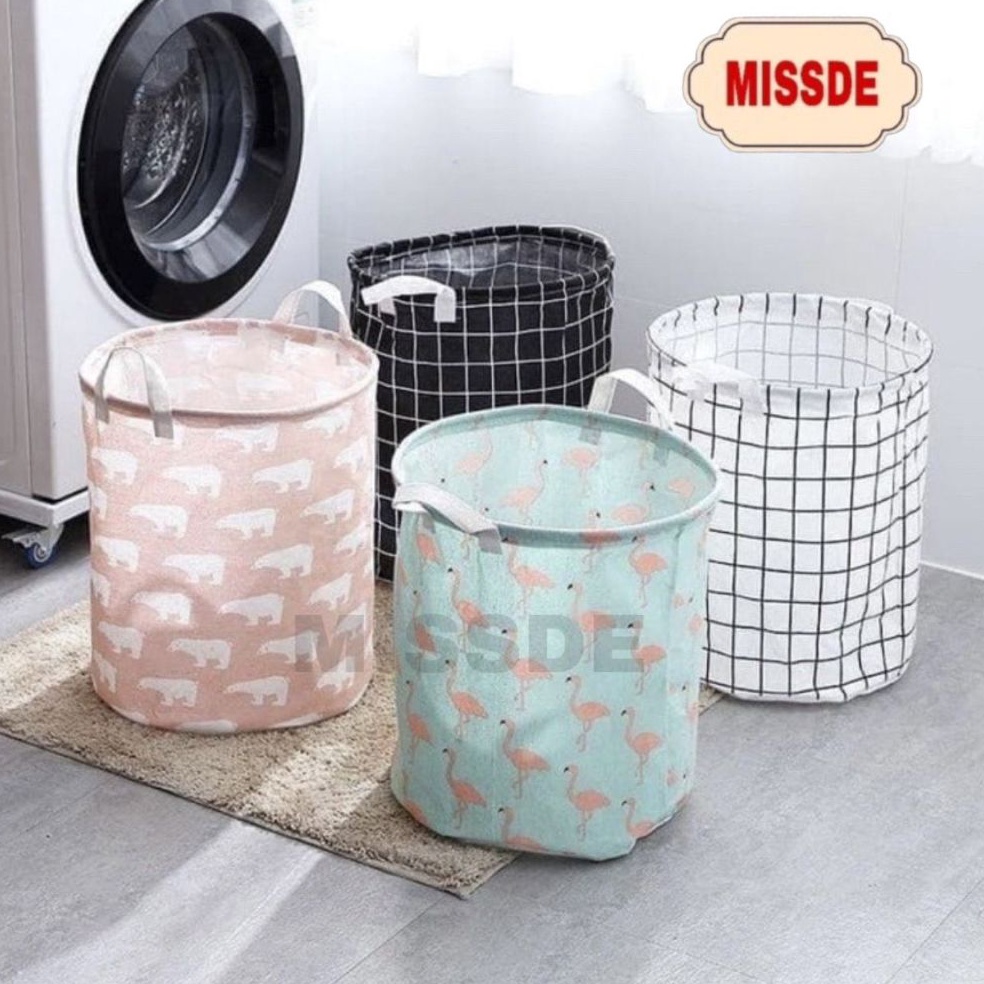 Tidak Diragukan KERANJANG LAUNDRY BULAT  KERANJANG BAJU LAUNDRY PAKAIAN KOTOR  KERENJANG KAIN LIPAT 