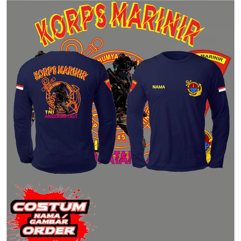 kaos marinir lengan panjang/korps marinir/hantu laut