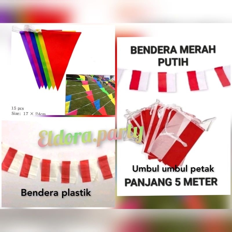 Bendera Merah Putih Plastik Plus Tali/Bendera Segitiga Merah Putih/Bendera Umbul Umbul