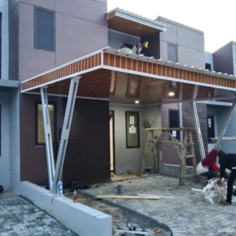 kanopi baja ringan atap alderon RS + plafon pvc terpasang