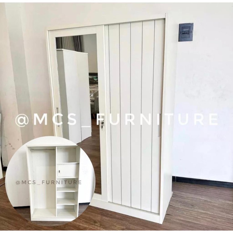 [KHUSUS LUAR SEMARANG] Lemari Besi Sliding Metal Baju Pakaian Polos Mebel MCS Furniture Semarang Ken