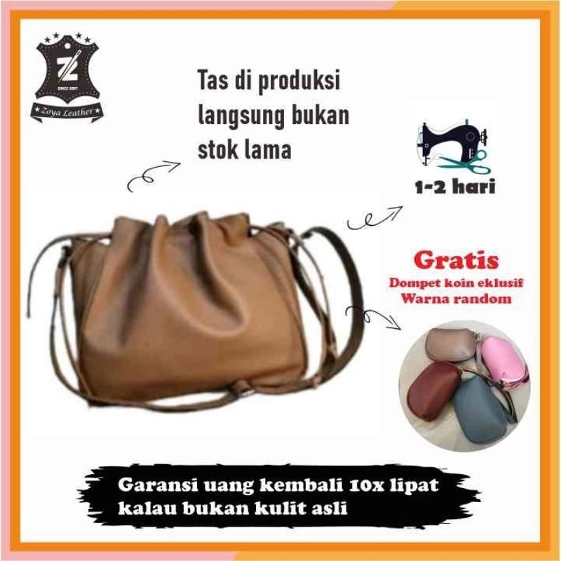TAS SELEMPANG WANITA KULIT ASLI MODEL SERUT
