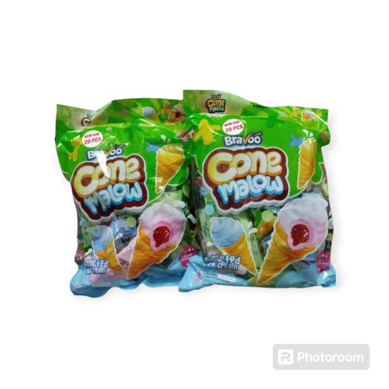 

cone malow marsmallow ice cream manis lunak candy satu pak isi 20 pcs.