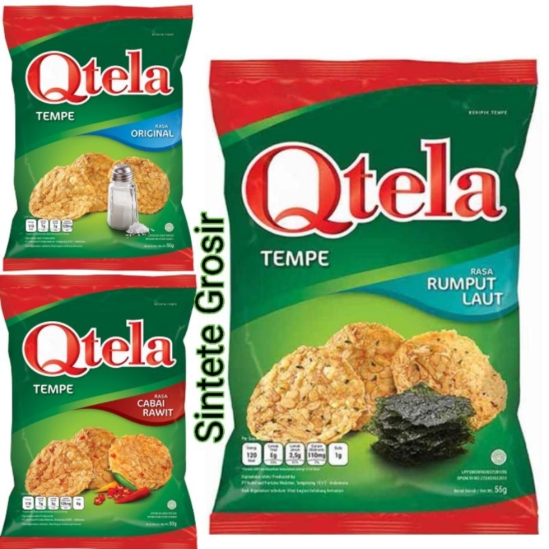 

Qtela Keripik Tempe Rasa Original, Cabai Rawit, Rumput Laut Bag isi 55 gram