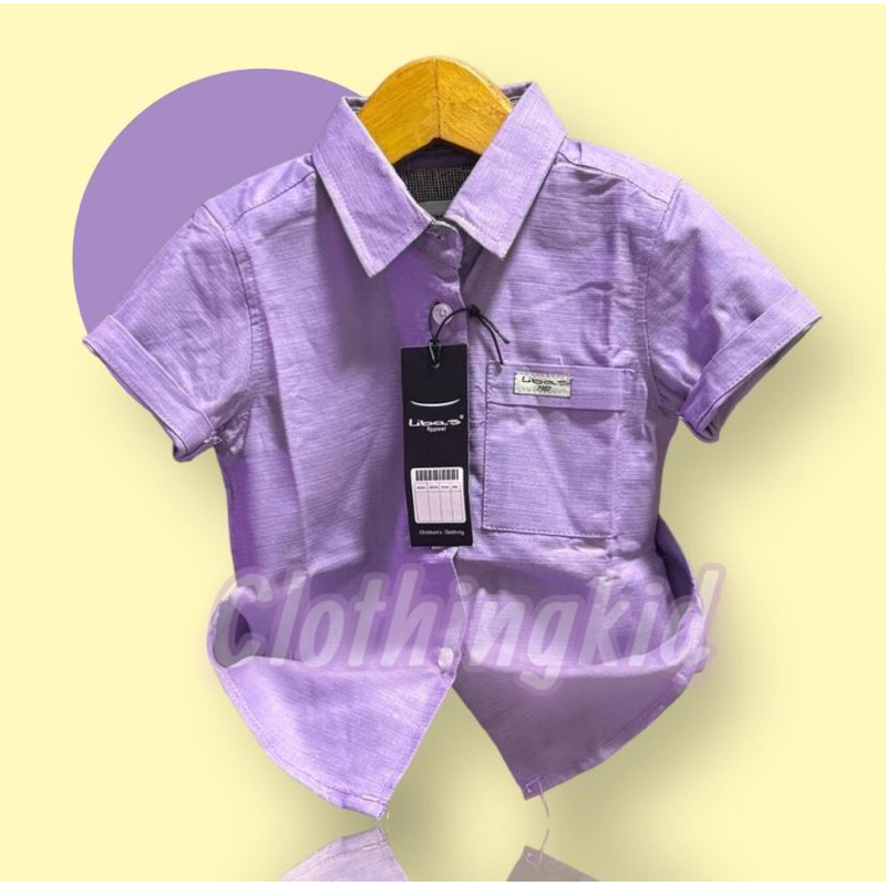 BEST SELLER KEMEJA ANAK LAKI-LAKI 6 BULAN-12 TAHUN POLOS WARNA UNGU LILAC LENGAN PENDEK PREMIUM QUAL