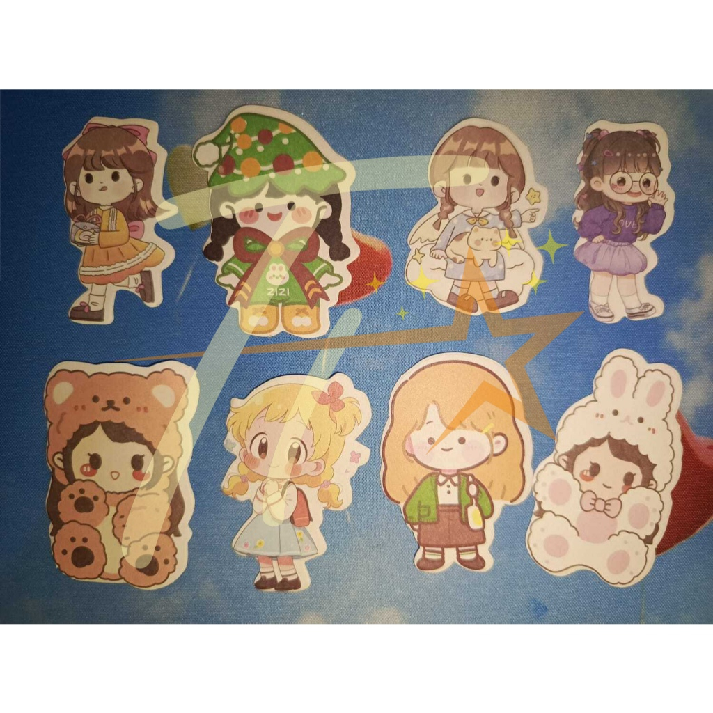 

SWEET CHARACTER STICKER WITH CLEAR BOX stiker gemoi die cut sharing teman hadiah satuan