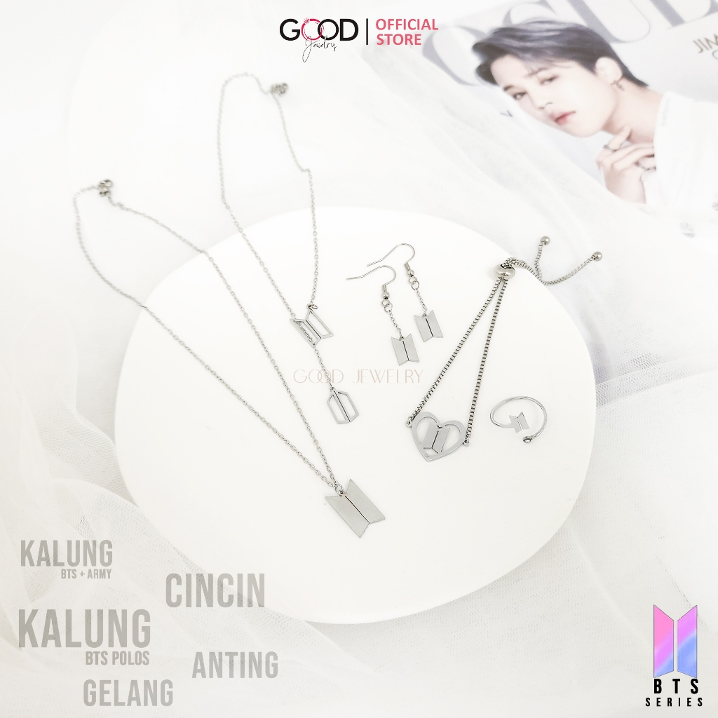 BTS Series I - Kalung Bts Army TItanium Wanita / Necklace 316L Stainleess Steel Lapis Emas 18K