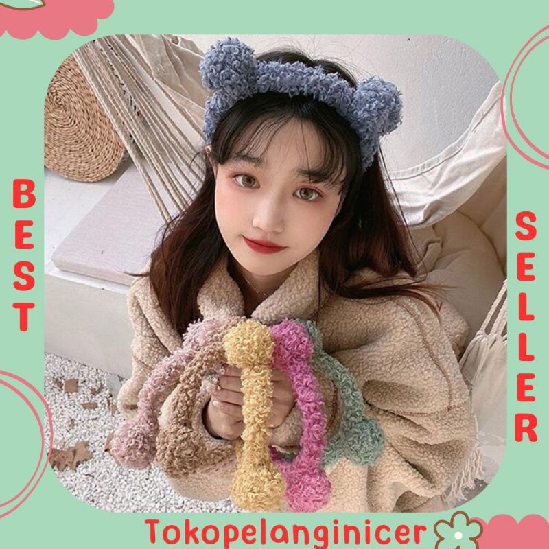 Bando Pompom Korea Bulu Halus kekinian- Bando Bendo Bandana Anak Lucu Pompom Tokopelanginicer