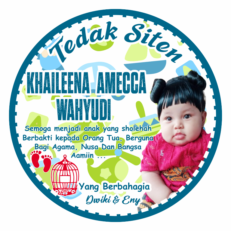 

Stiker Tedak Siten / Aqiqah Kelahiran Bentuk Bulat TINGGAL TEMPEL