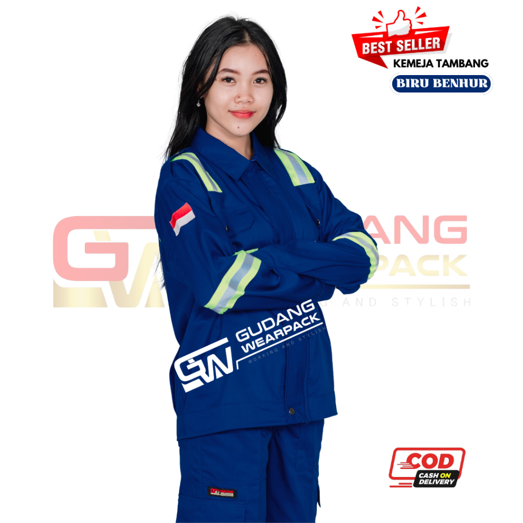 Wearpack Atasan Warna Biru Benhur skotlet stabilo (baju kerja) - gudang wearpack