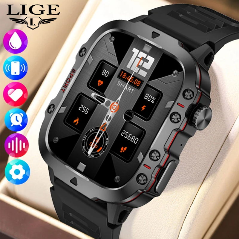 LIGE Jam Tangan Pintar Smartwatch QX11 Baru Pria Panggilan Bluetooth Asisten Suara Layar 1.96 Inci O