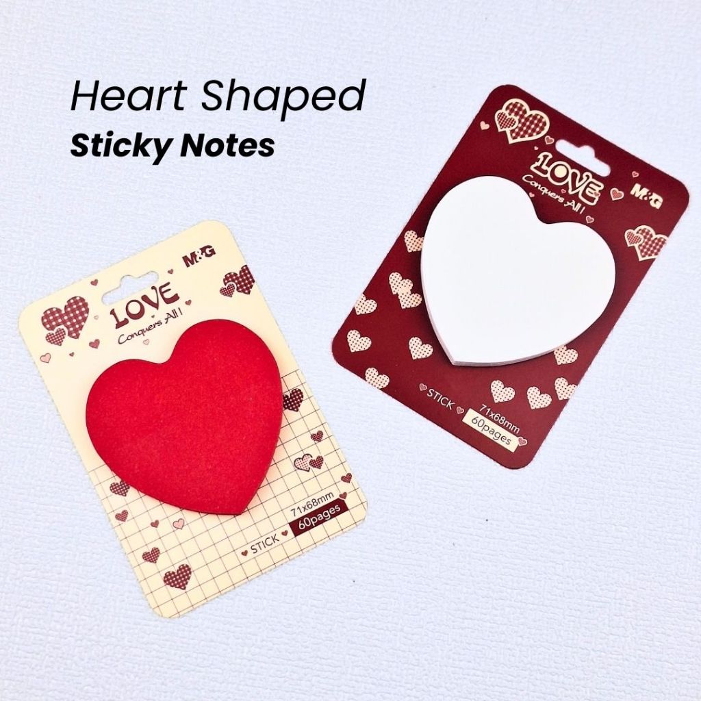 

M&G LOVE Heart Shaped STICKY NOTES 71&68 mm / RED & WHITE / 60 Lembar
