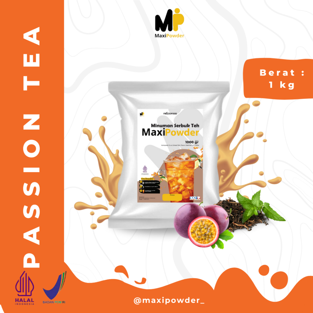 

Bubuk Minuman Rasa Passion Tea 1kg / Minuman Kekinian Passion Tea Termurah / MaxiPowder