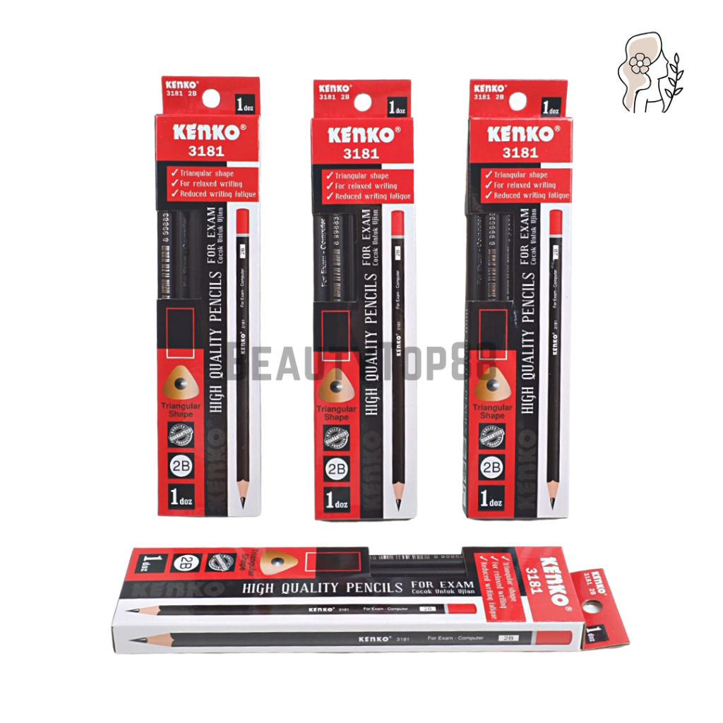 

Pencil 2B Kenko 3181 Segitiga Hitam Merah - Pensil Kayu Komputer Ujian Triangular Lusinan Grosir [1 BOX isi 12 PCS]