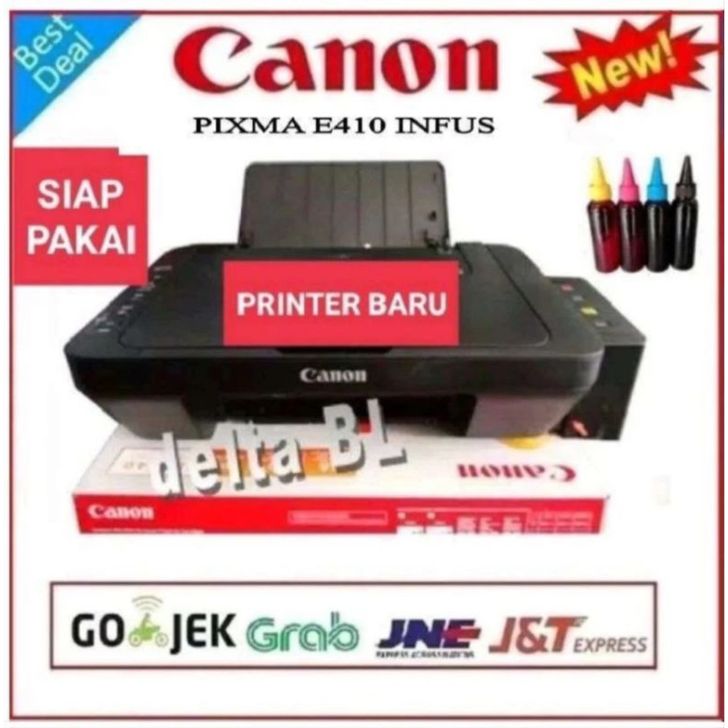 PRINTER INFUS CANON E410 ALL-IN-ONE PRINT SCAN FOTO COPY CETAK FOTO COLOR