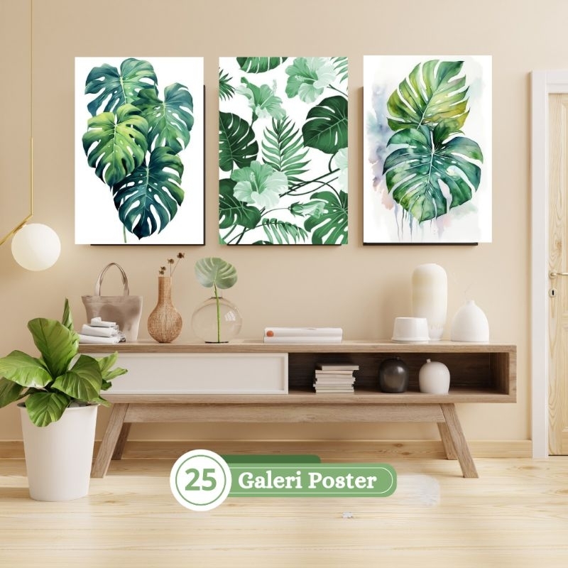 Hiasan dinding Jumbo Aesthetic Daun Monstera Pajangan ruang tamu minimalis wall decor apolito poster
