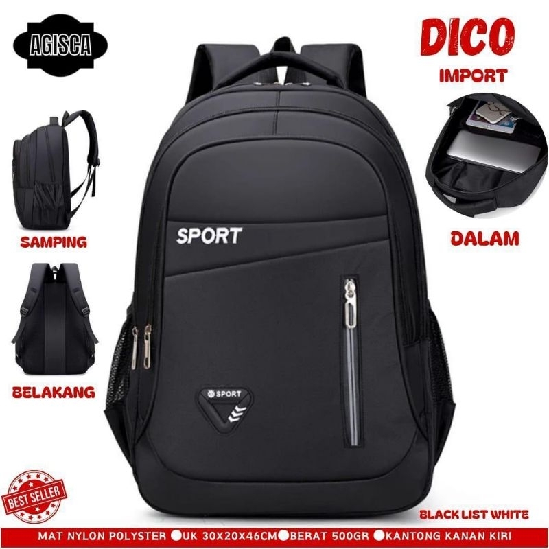 TAS GENDONG BAHAN NILON POLYSTER TAS RANSEL IMPORT PRIA DICO ADA KANTONG KANAN KIRI