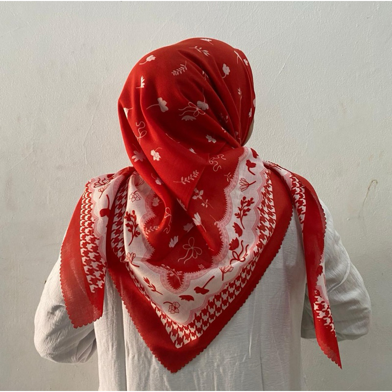 HIJAB KEMERDEKAAN VOAL MOTIF EDISI MERAH PUTIH/HIJAB MERAH PUTIH