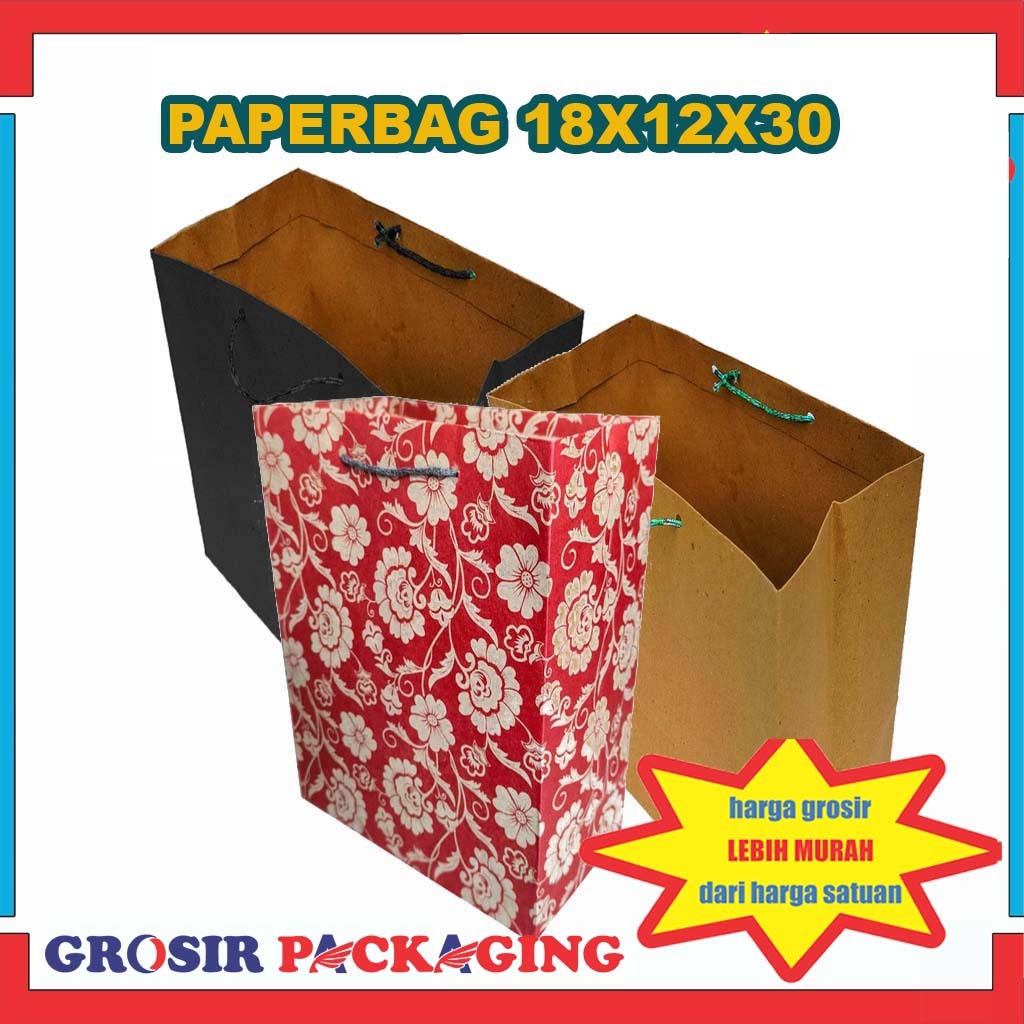 

(PAKET 20 LUSIN) Paperbag 18x12x30 Cm/ Tas Kado/ Tas Souvenir