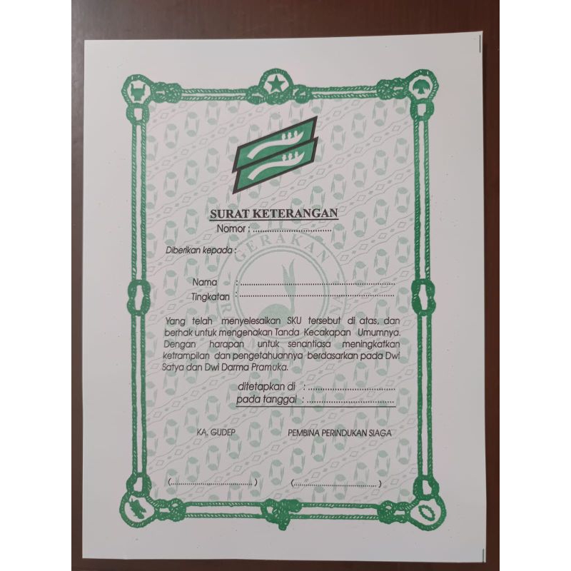 

Sertifikat pramuka siaga Tanda Kecakapan Umum TKU siaga BANTU 20lembar