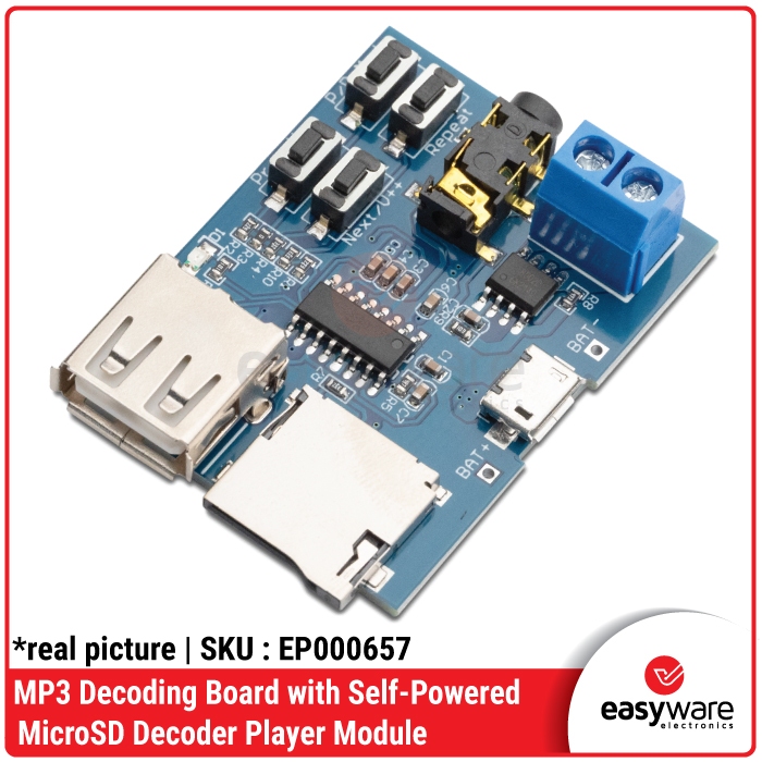 MP3 Player Decoder Module with Self-Powered TF Card