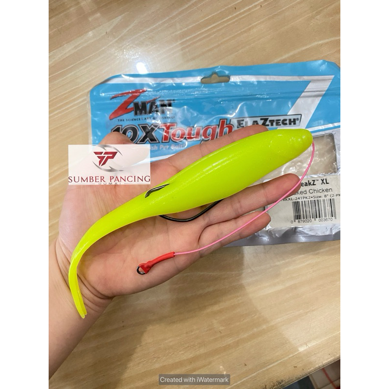 Soft lure Zman 8 inchi 20cm hook kevlar umpan ikan toman harga persatuan