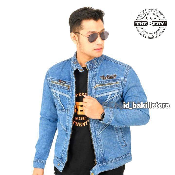 Jaket Jeans Pria The Berry Original / Jaket Jeans Denim Pria Resleting Logo Bordir Terbaru.