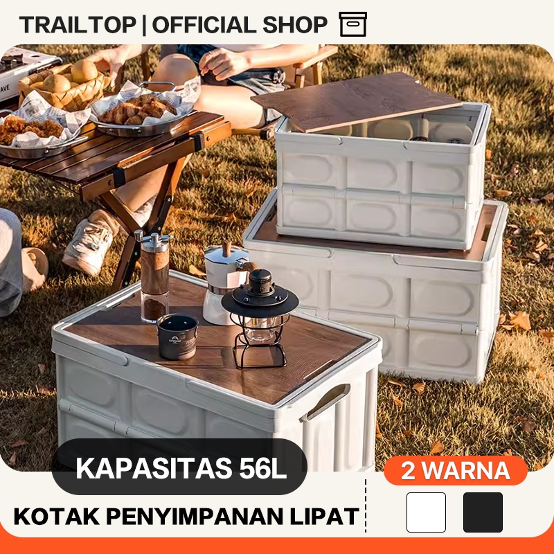 Trailtop Kotak Penyimpanan Penutup Kayu Multi Fungsi Dengan Pegangan Box Organizer Lipat