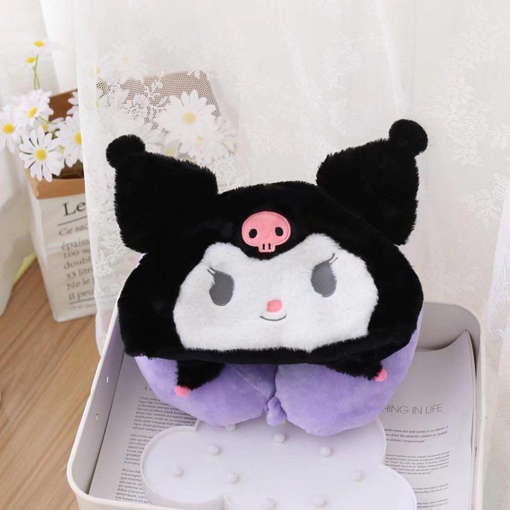 Bantal Leher Dewasa Anak Anak Motif Sanrio Disney Bantal Leher Hoodie Traveling Berbentuk Tidur Sian